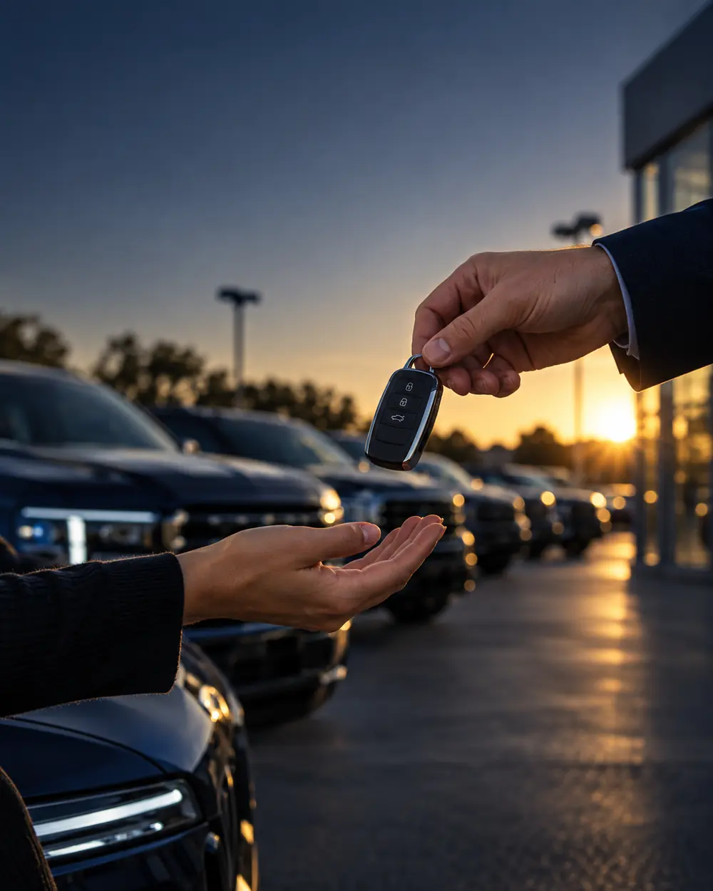 Customer receiving vehicle keys